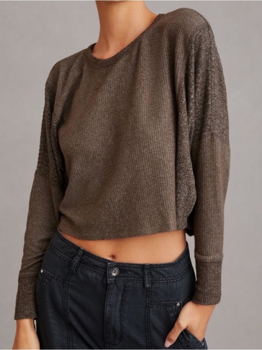 Anthropologie Daily Practice Luxe Loungewear Open Back Top Cozy Oversized XXS